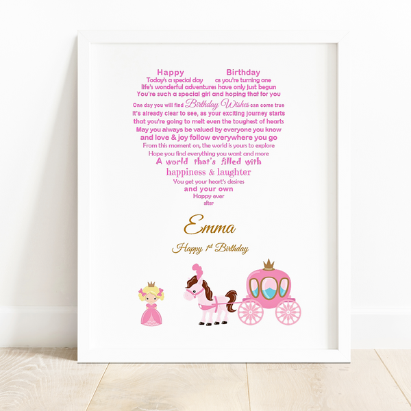 1st Birthday Gift - UNFRAMED Daughter First Birthday - Granddaughter Keepsake