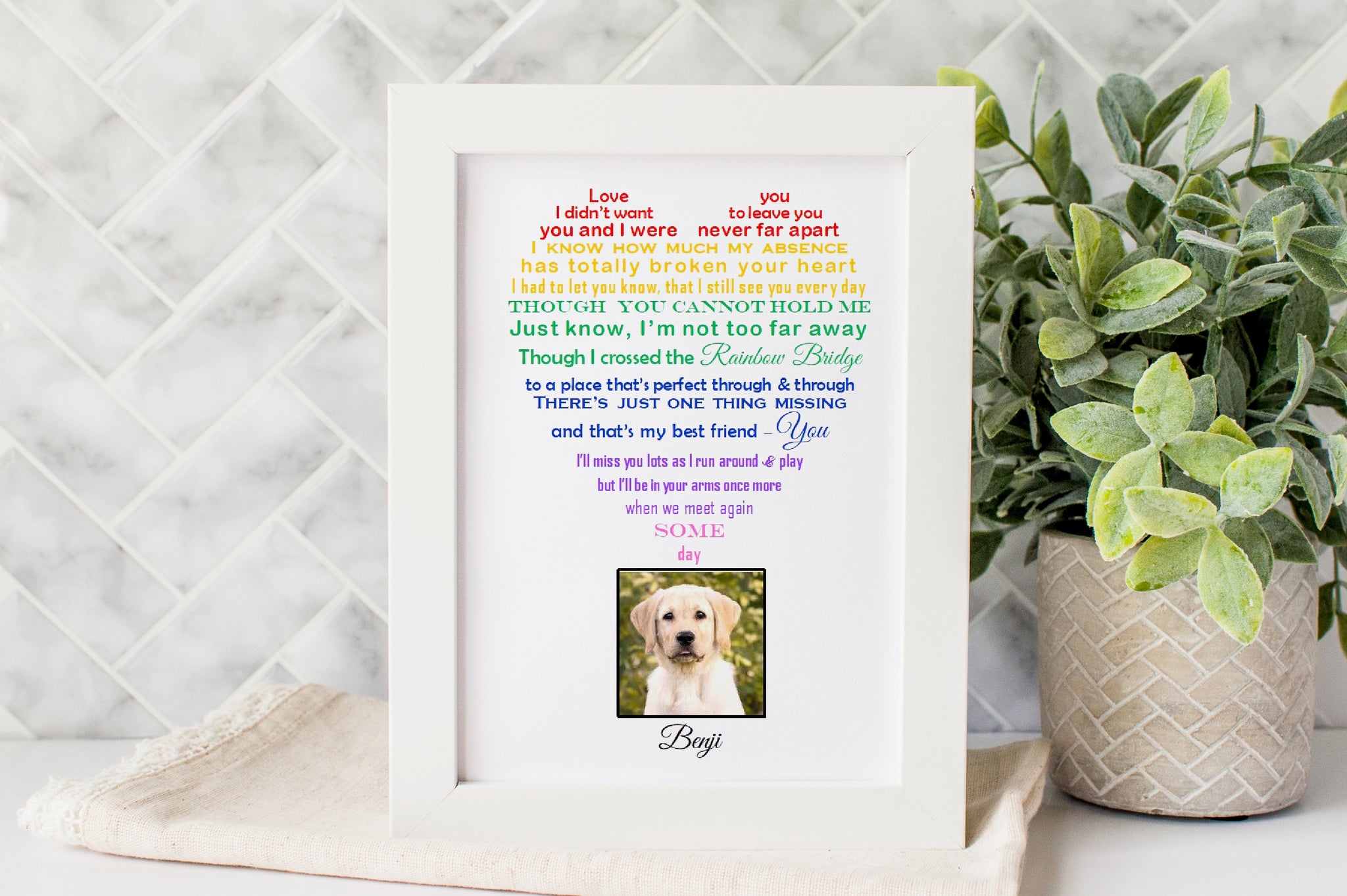 Pet loss Gift - Personalised Rainbow Poem print