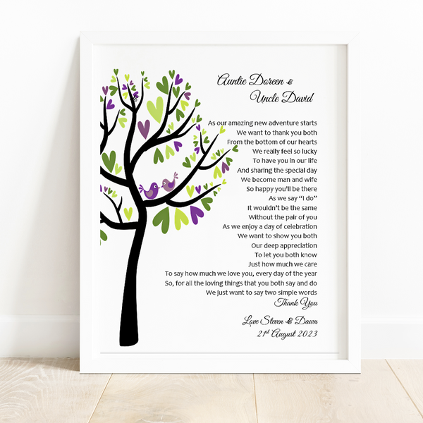 Auntie and Uncle Gift -  Aunt and Uncle personalised poem print