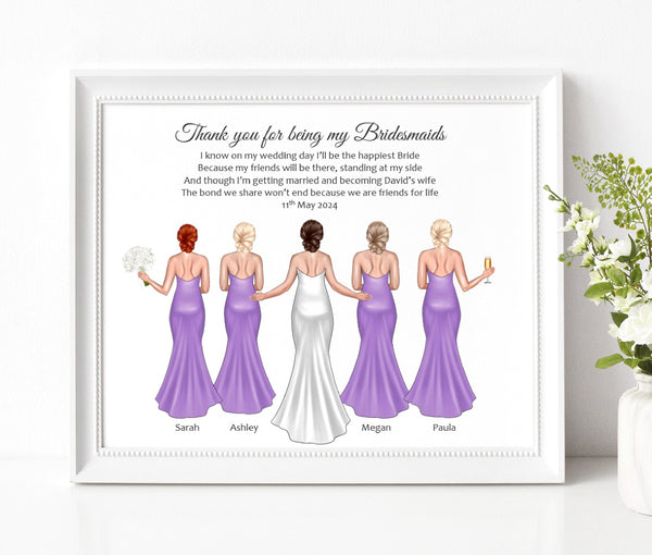 Bridesmaid Gift -  Personalised Poem Print for Bridesmaid or Maid of Honour