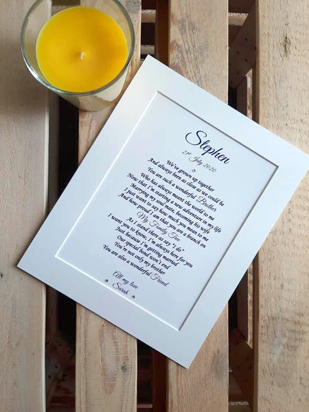 Brother Wedding Gift from Sister - UNFRAMED Brother of the Bride Poem Print