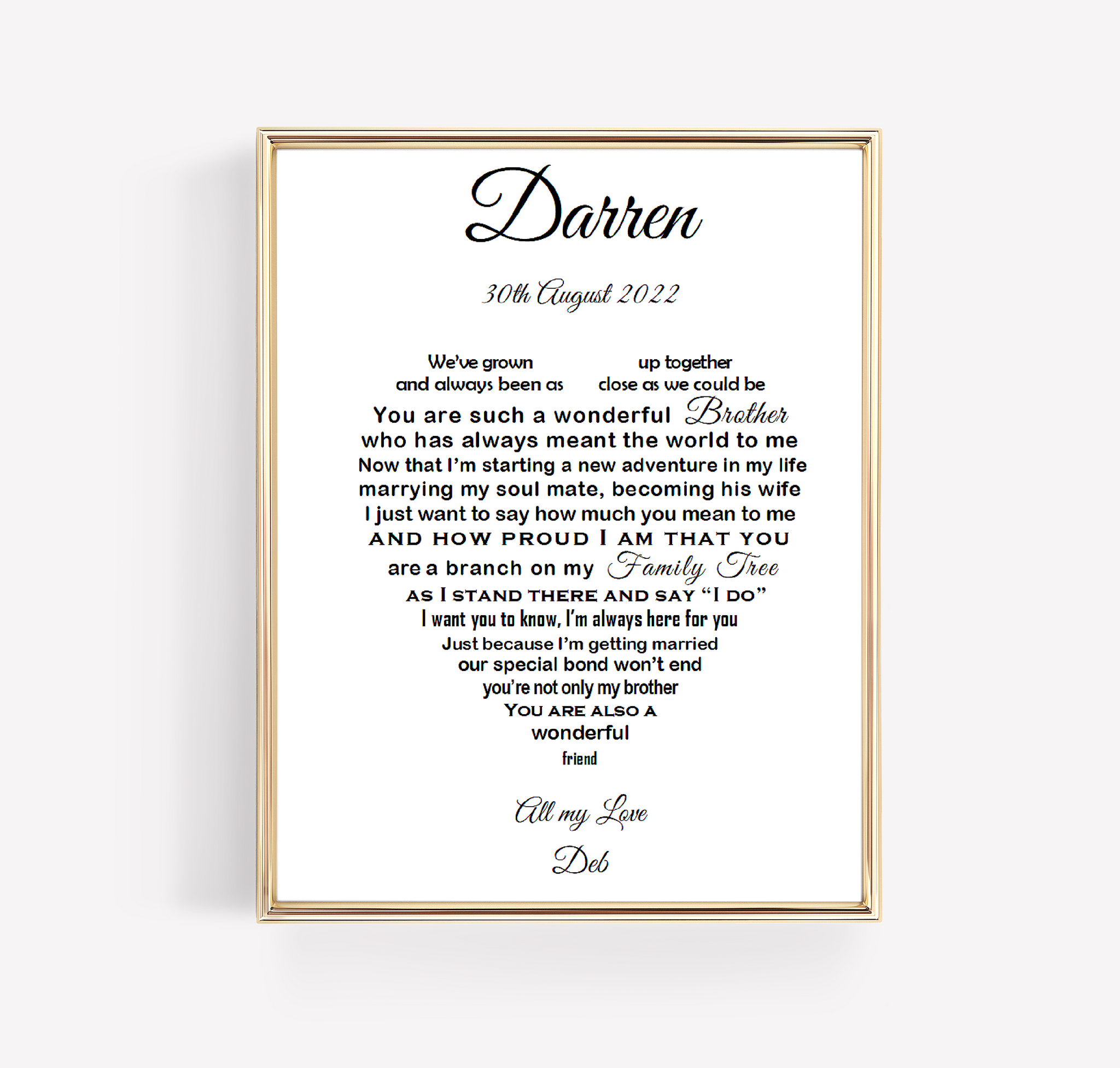 Brother Wedding Gift from Sister -   Brother of the Bride Poem Print