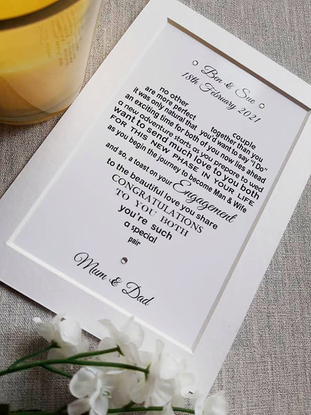 Engagement Gift for Couple - Personalised Poem Print Keepsake