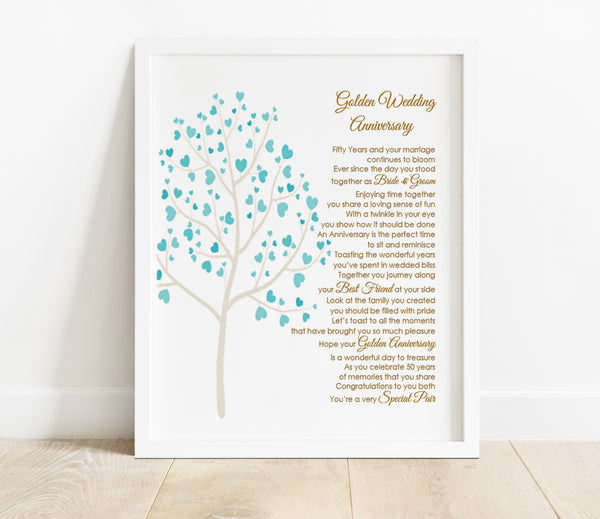 Personalised Anniversary Gift for 50th Golden Wedding