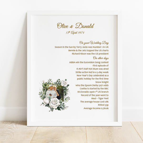 Personalised Anniversary Gift for 50th Golden Wedding