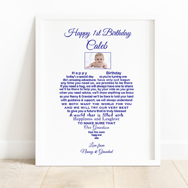1st Birthday Gift -  Son First Birthday - Nursery Print for little boy