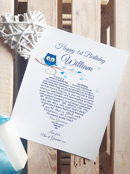 1st Birthday Gift -  Son First Birthday - Nursery Print for little boy