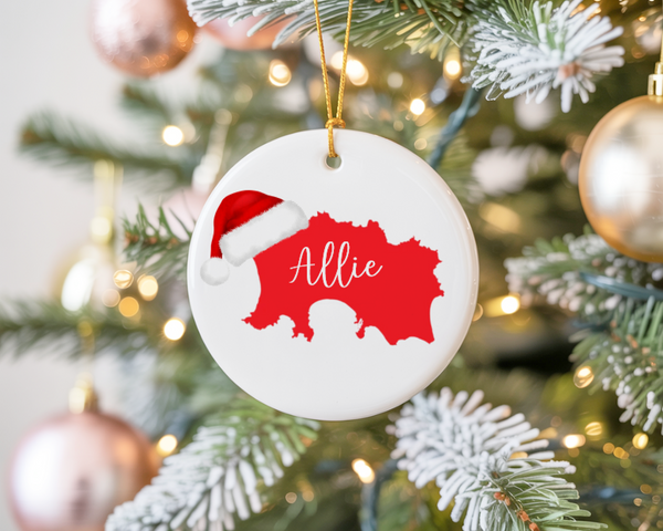 Jersey Map with Christmas Hat