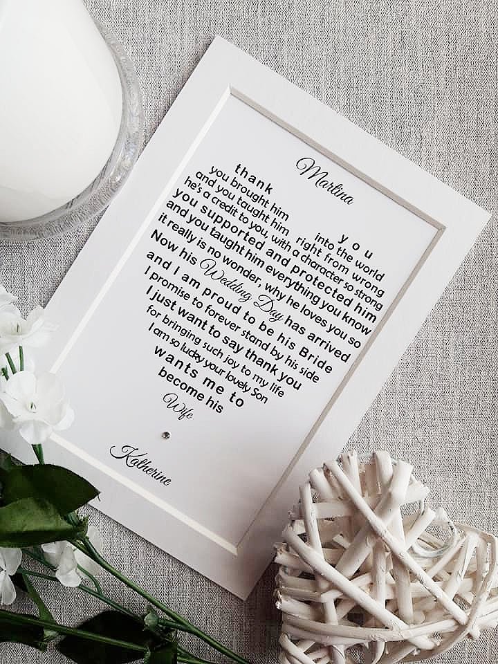 Mother of the Groom gift from Bride 7x5 Personalised Wedding Poem Print