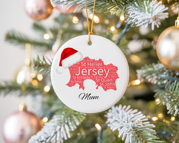 Jersey Map with Christmas Hat