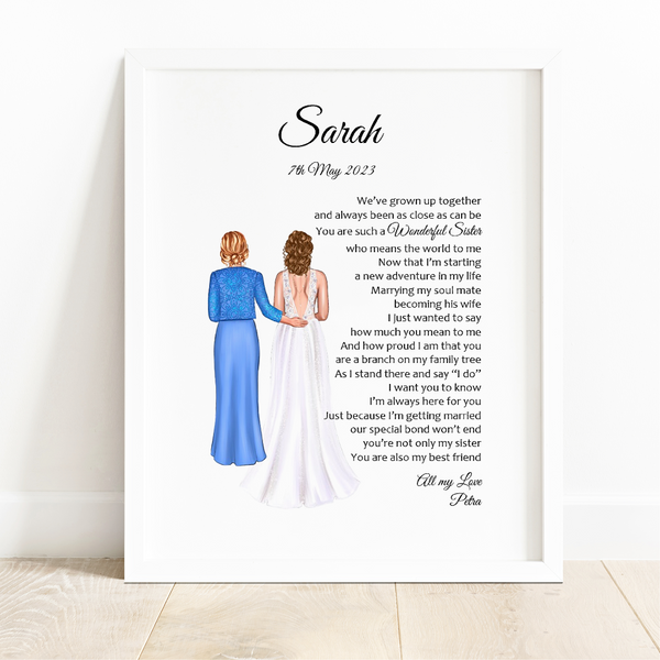 Brother Wedding Gift from Sister -   Brother of the Bride Poem Print