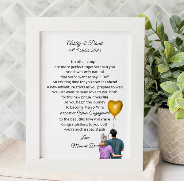 Engagement Gift for Couple - Personalised Poem Print Keepsake