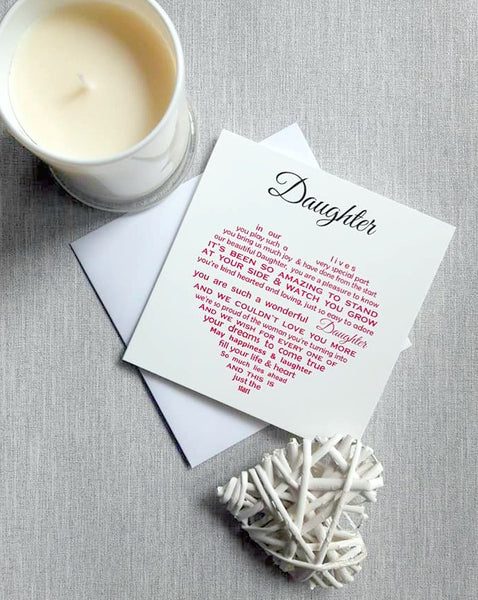 Daughter Card - Daughter Birthday Card, Christmas Card