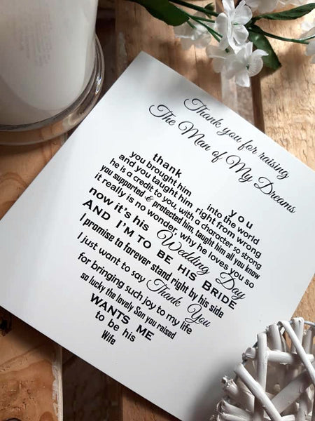 Wedding Card - Thank you for raising the man of my dreams