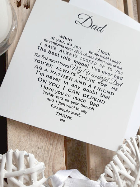 Dad Card - Fathers Day Card - Dad Birthday, Christmas Poem Card