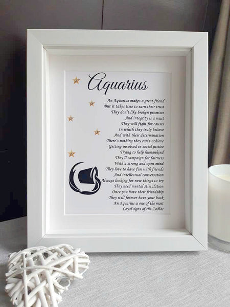 Zodiac Star Sign Gift - Aquarius Horoscope Print - January February Birthday