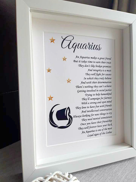 Zodiac Star Sign Gift - Aquarius Horoscope Print - January February Birthday