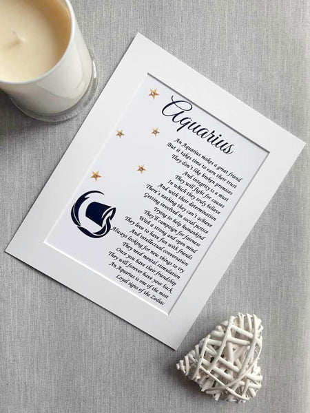 Zodiac Star Sign Gift - Aquarius Horoscope Print - January February Birthday