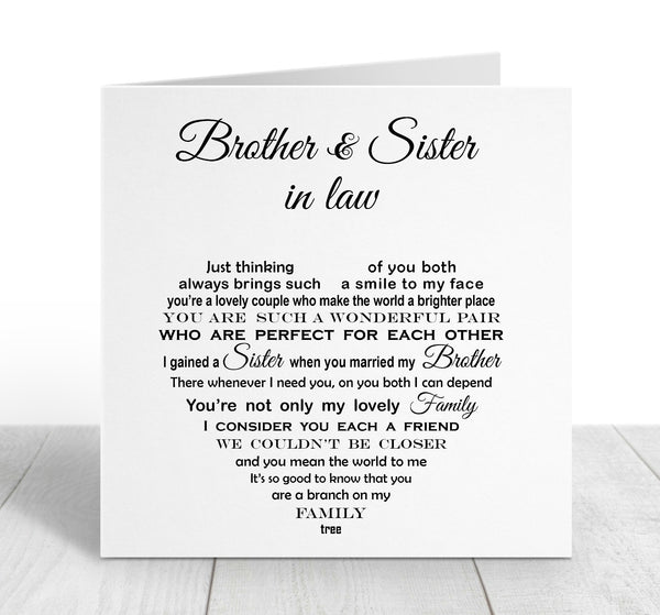 Brother & Sister in Law Card - Brother Anniversary card