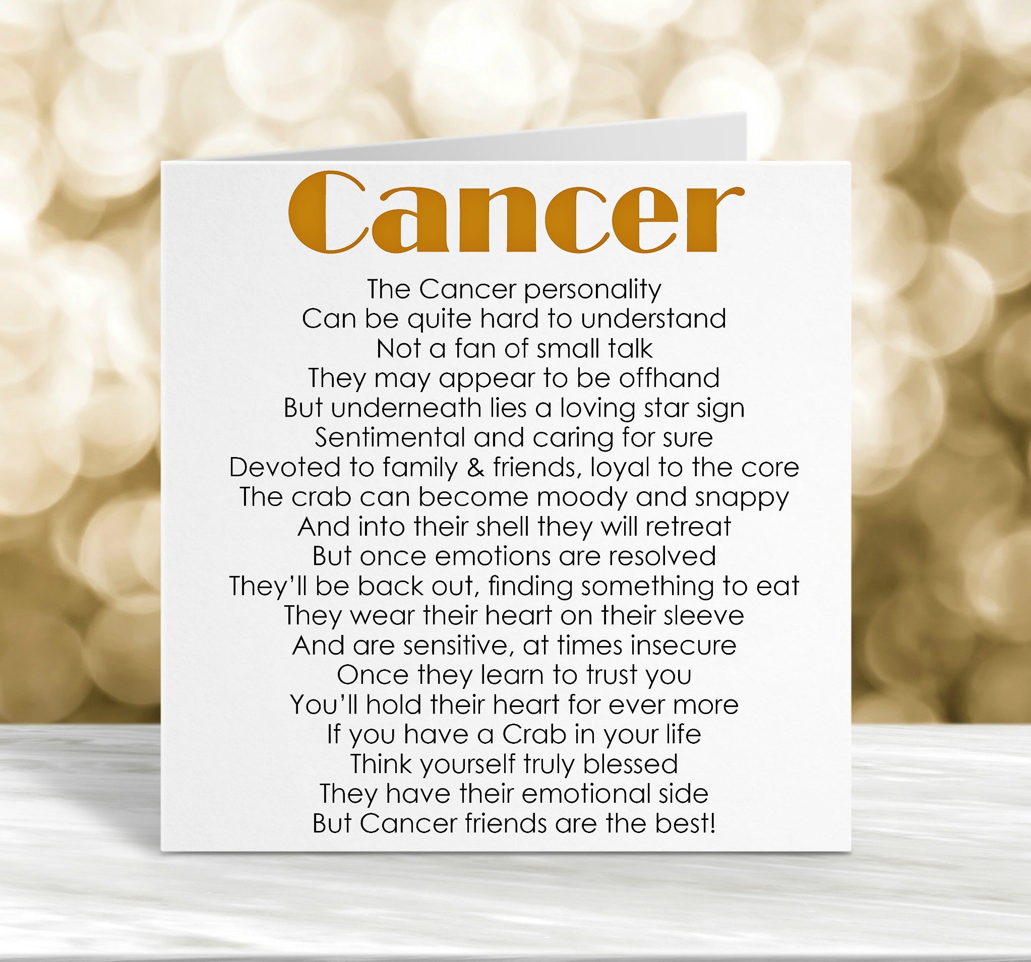 Zodiac Card - Cancer Star Sign - June July Birthday or Christmas Card