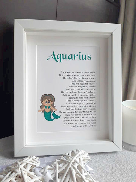 Zodiac Star Sign Gift - Aquarius Horoscope Print - January February Birthday