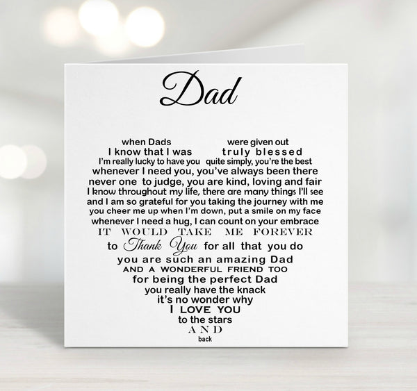 Dad Card - Stars and Back poem