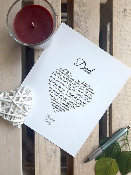 Dad Gift -  Dad Personalised Poem Print