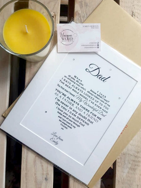 Dad Gift -  Dad Personalised Poem Print