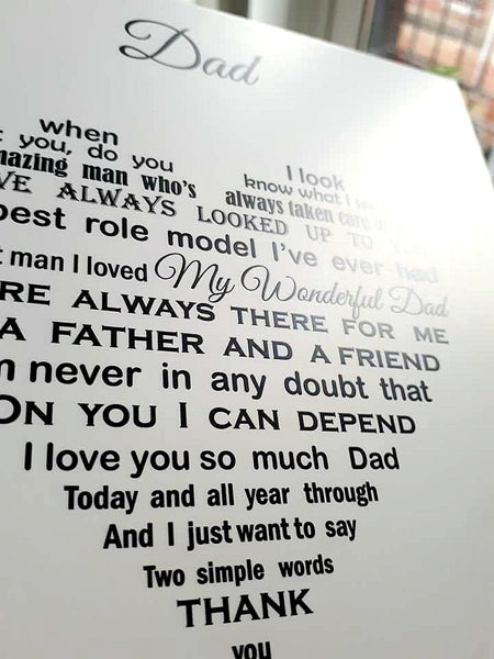 Dad Card - Fathers Day Card - Dad Birthday, Christmas Poem Card