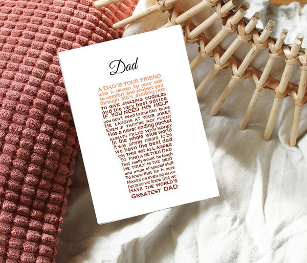 Dad Gift -   Pint Shaped Poem Print - 7x5