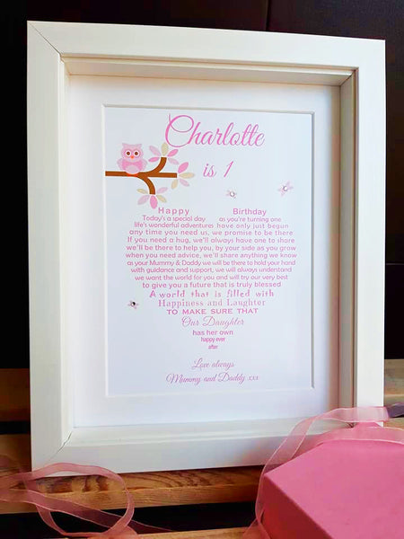 1st Birthday Gift - UNFRAMED Daughter First Birthday - Granddaughter Keepsake