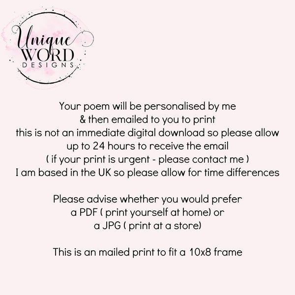 Uncle Gift -   Personalised Poem Print