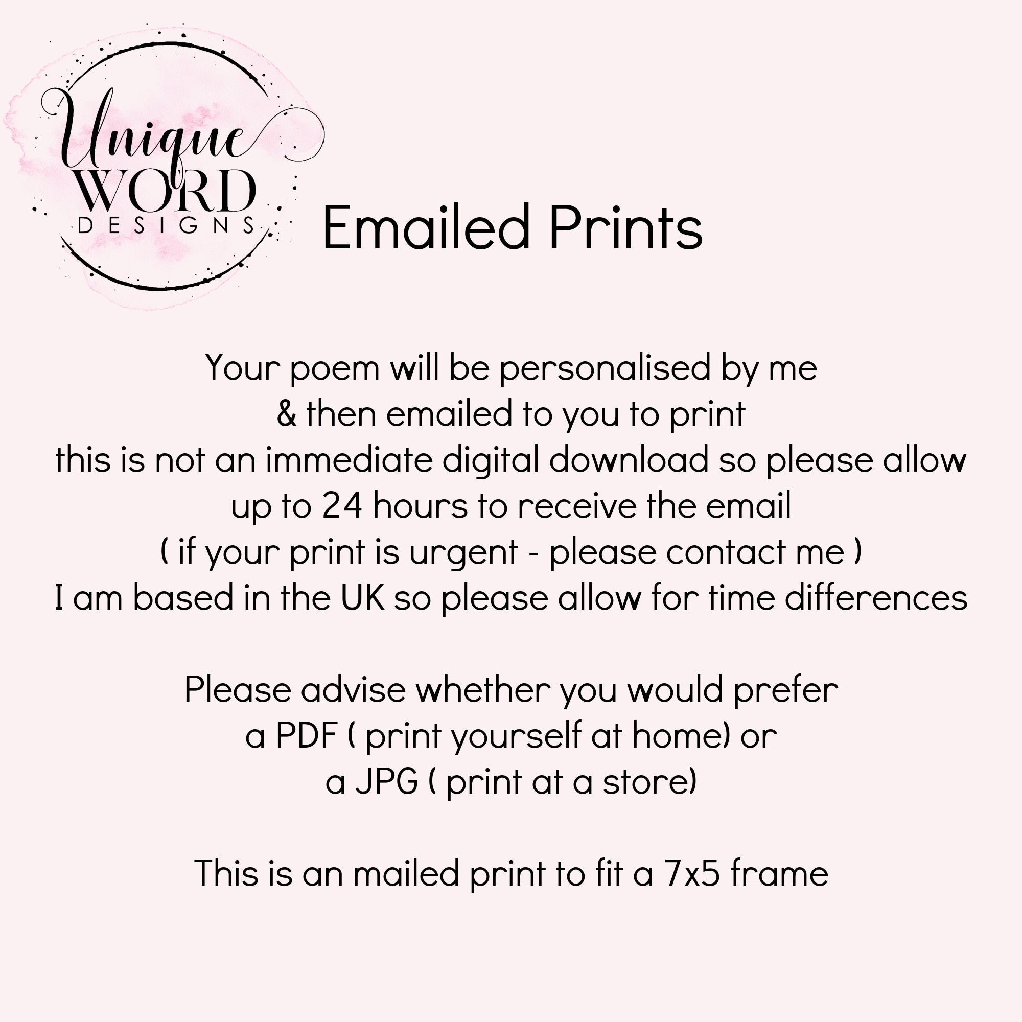 Uncle Gift -  Personalised Poem Print