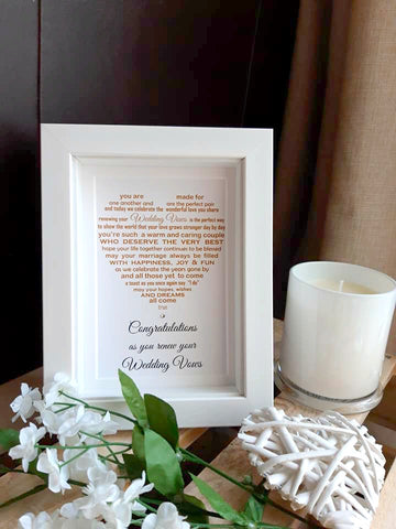 Vow renewal wedding Gift -  7x5 Personalised Wedding Poem Print