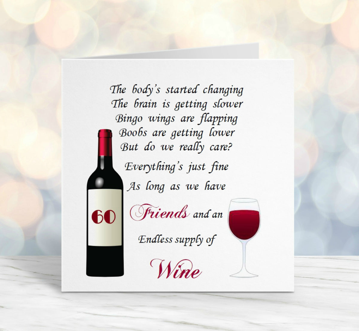 Friend 60th Birthday Card Funny Wine
