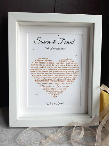 Daughter & Son in Law Wedding Gift from Mum and Dad - 10x8 Poem Print