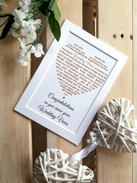 Vow renewal wedding Gift -  7x5 Personalised Wedding Poem Print