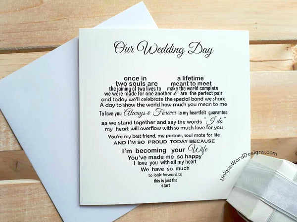 Wedding Card - Bride to Groom Card, Bride to Bride Card