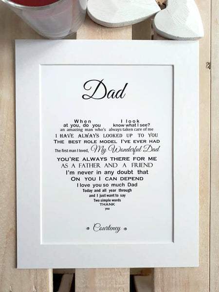 Dad Gift -  Dad Personalised Poem Print