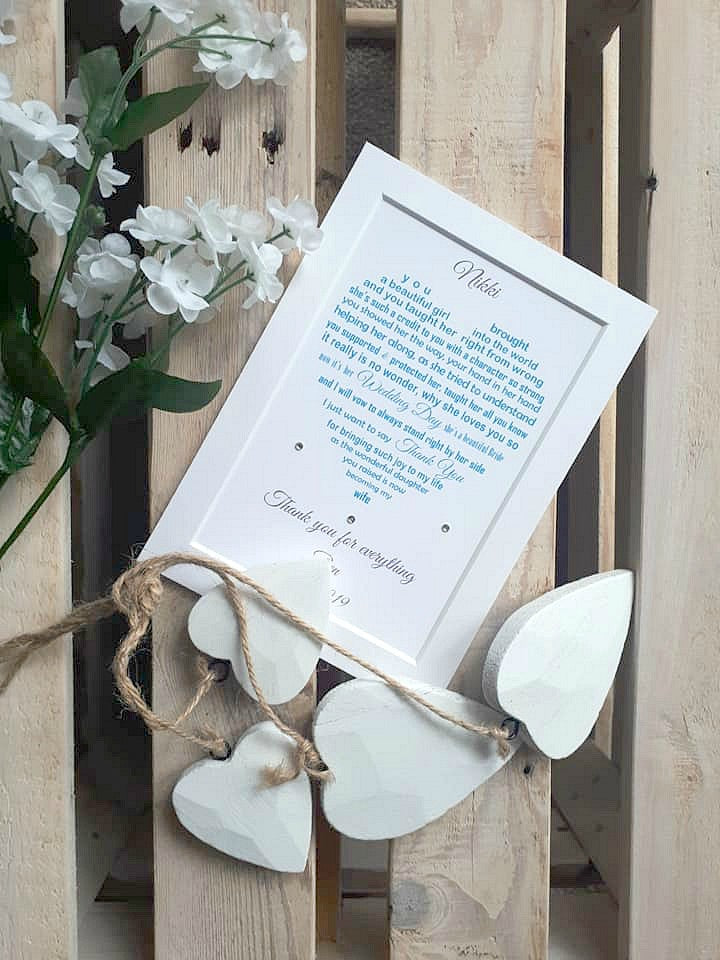 Wedding Day Gifts for Mother of the Bride from Groom -  7x5 Personalised Wedding Poem Print