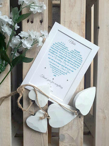 Wedding Day Gifts for Mother of the Bride from Groom -  7x5 Personalised Wedding Poem Print
