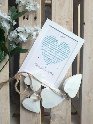Wedding Day Gifts for Mother of the Bride from Groom -  7x5 Personalised Wedding Poem Print