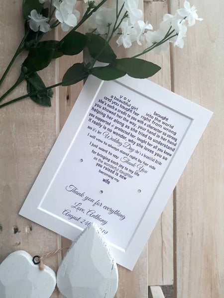 Wedding Day Gifts for Mother of the Bride from Groom -  7x5 Personalised Wedding Poem Print