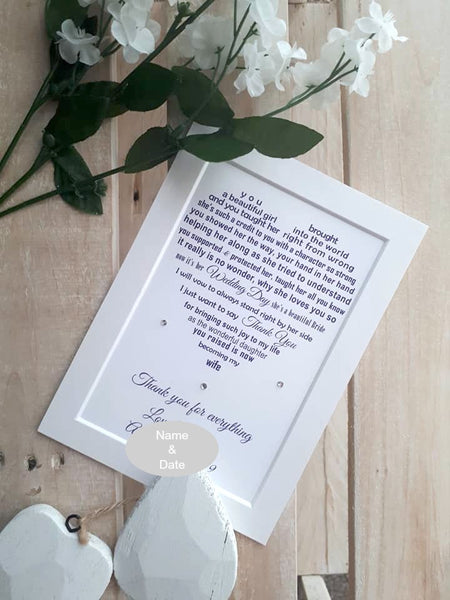 Wedding Day Gifts for Mother of the Bride from Groom -  7x5 Personalised Wedding Poem Print