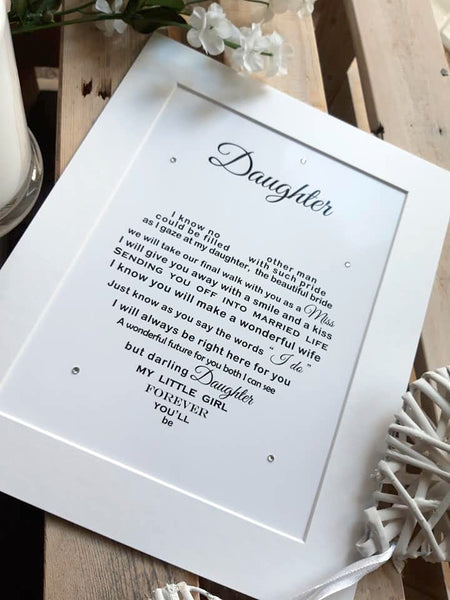 Daughter Wedding Gift from Dad Father of the Bride - 10x8 Poem Print