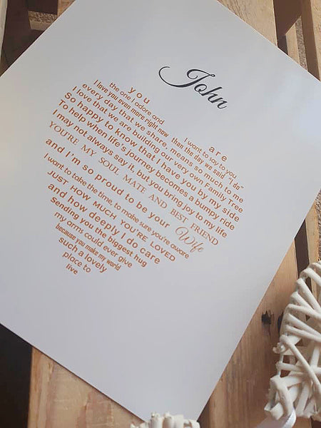 Husband / Wife Gift (photo) - for Anniversary, Christmas, Birthday or Valentine's Day