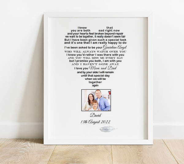 Letter from Heaven - Poem print Angel Baby Loss Message to Parents