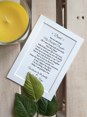 Wedding Day Gifts for Son in Law  -  7x5 Personalised Wedding Poem Print