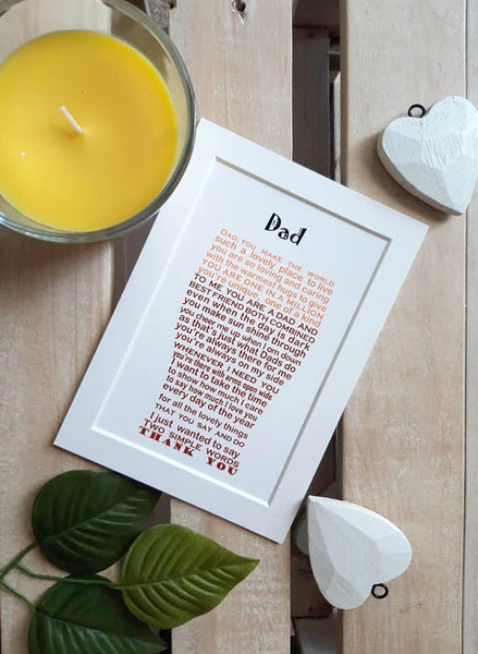 Dad Gift -   Pint Shaped Poem Print - 7x5