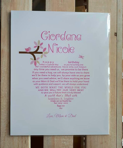 1st Birthday Gift - UNFRAMED Daughter First Birthday - Granddaughter Keepsake